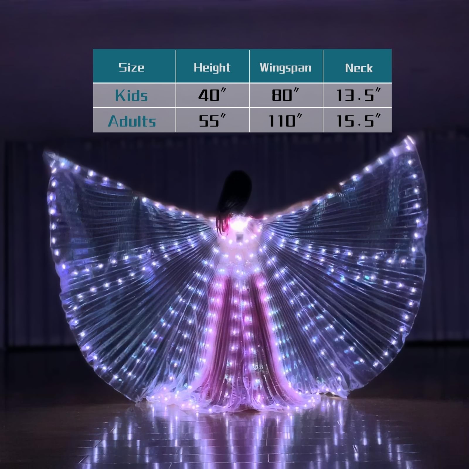 Light Up LED Butterfly Wings Costume – Halloween Angel Moth Cape with Telescopic