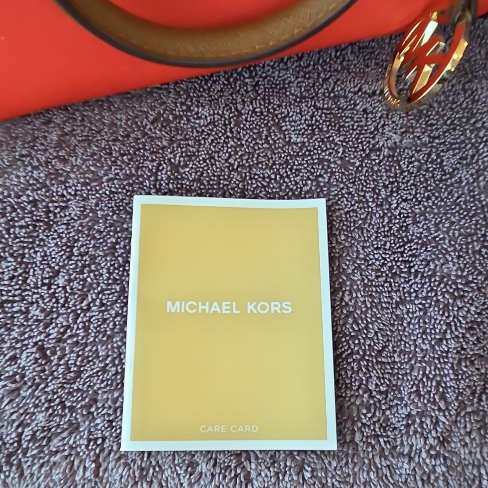 Michael Kors Small Orange & Brown Satchel Top Handle Zip, Detachable Strap Charm