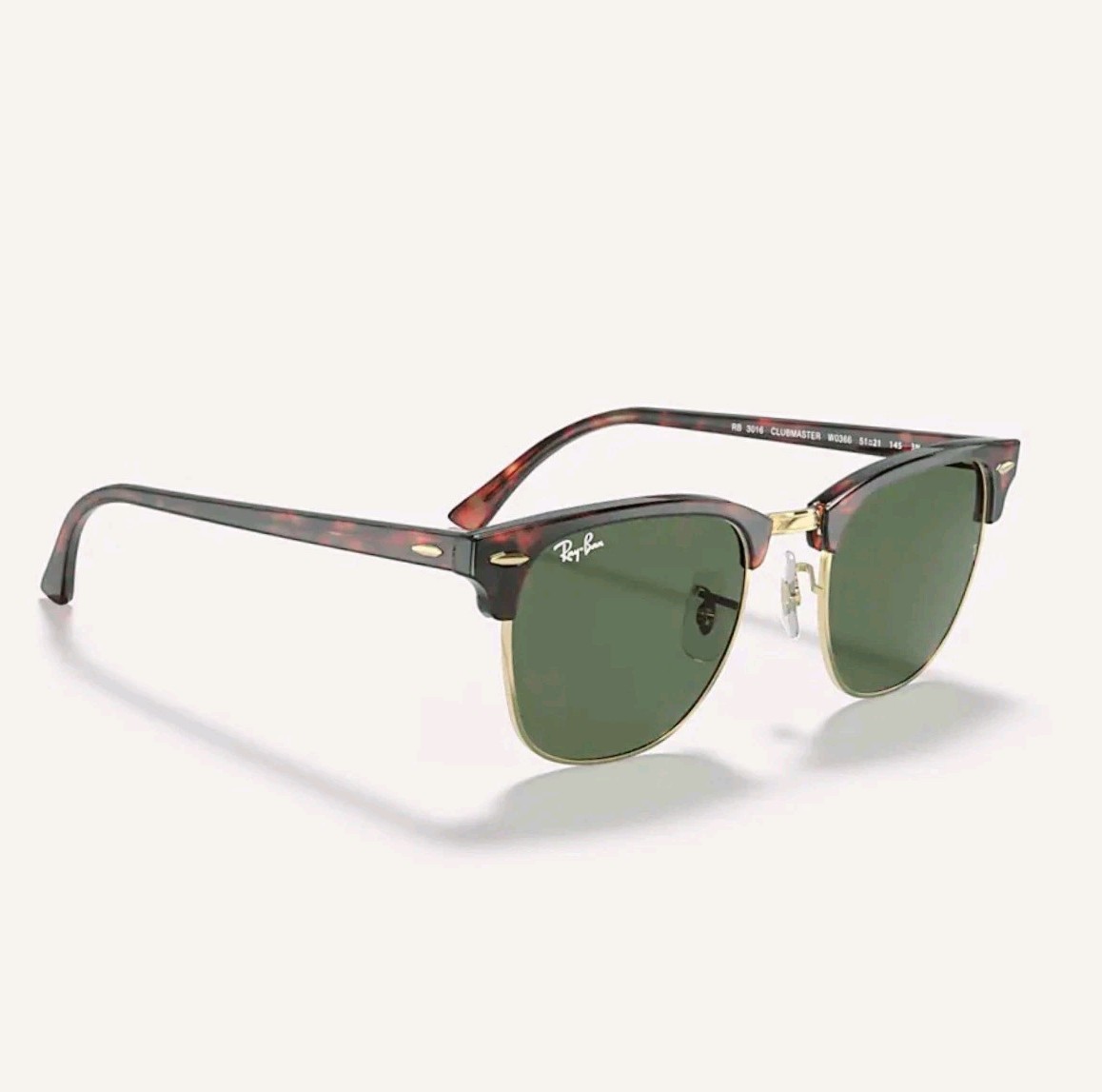 Ray-Ban ClubMaster RB3016 Tortoiseshell/Gold Green Lenses Unisex Sunglasses