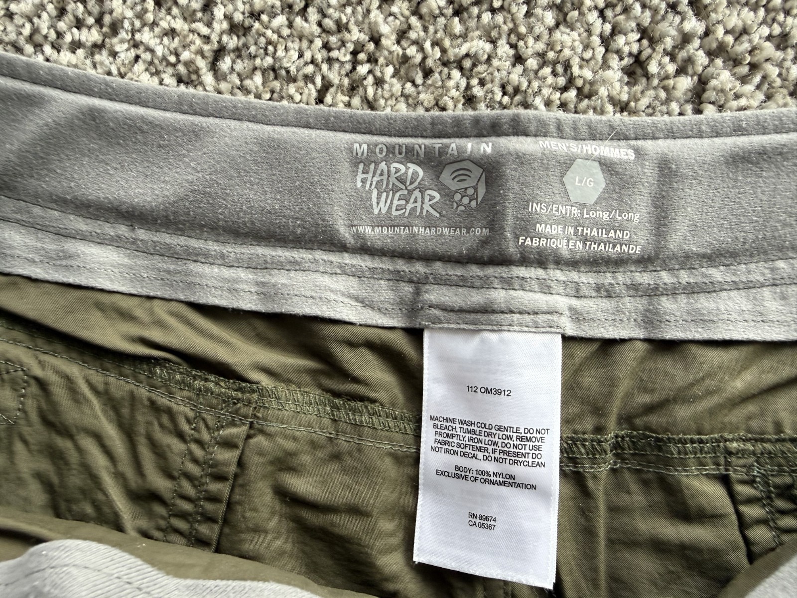Mountain Hardwear Canyon Shorts – Olive Green UPF 50 Nylon Hiking Size Large