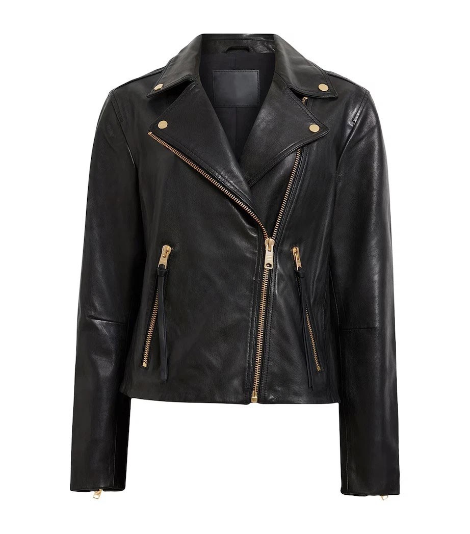 New Women’s Genuine Leather Biker Golden Hardware Motorcycle Jacket