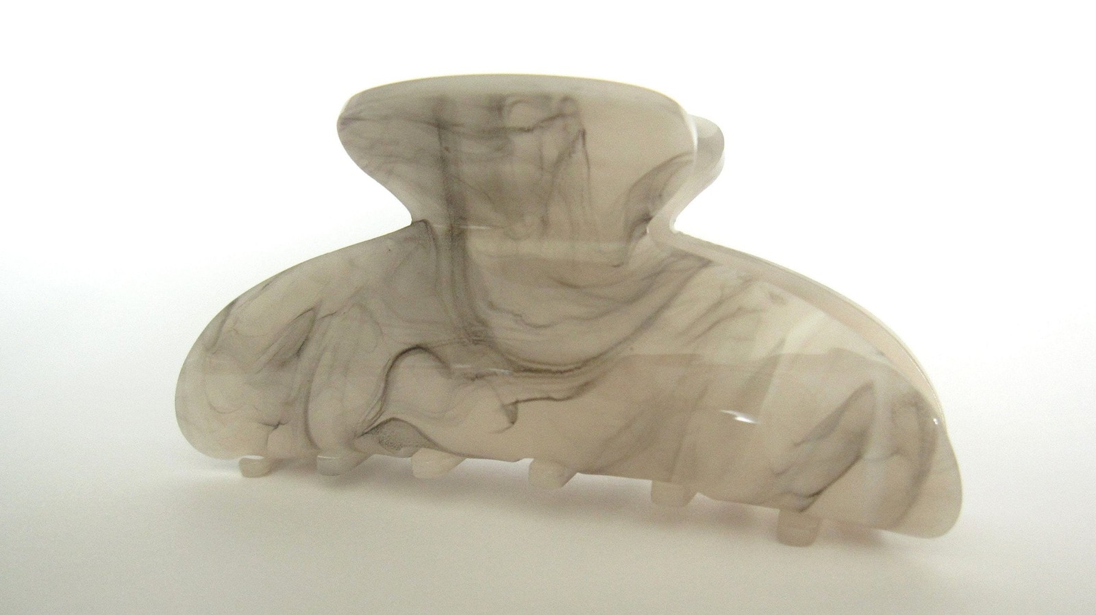 One random marbled beige white black gray acrylic hair claw clip