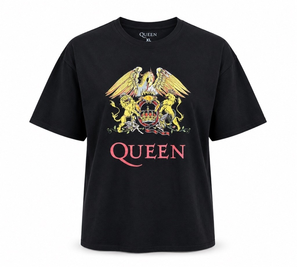 Queen Band Crest Logo Graphic T-Shirt Black XL Official 2023 Tour Merch