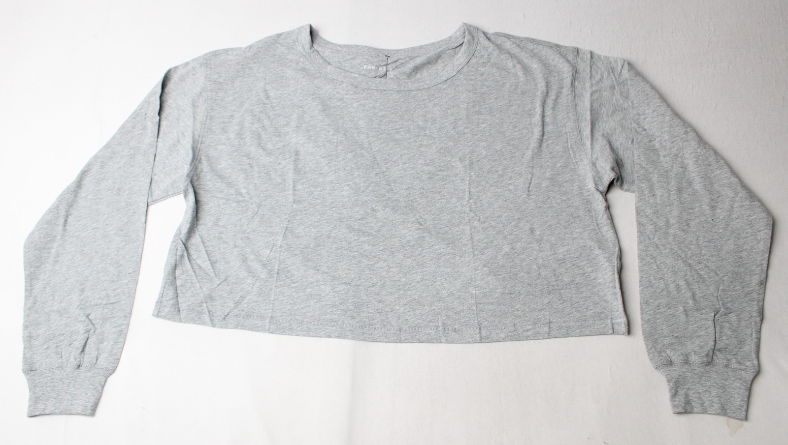 Fabletics Women’s 100% Cotton Cropped Boxy L/S Top DM3 Heather Gray Large NWT