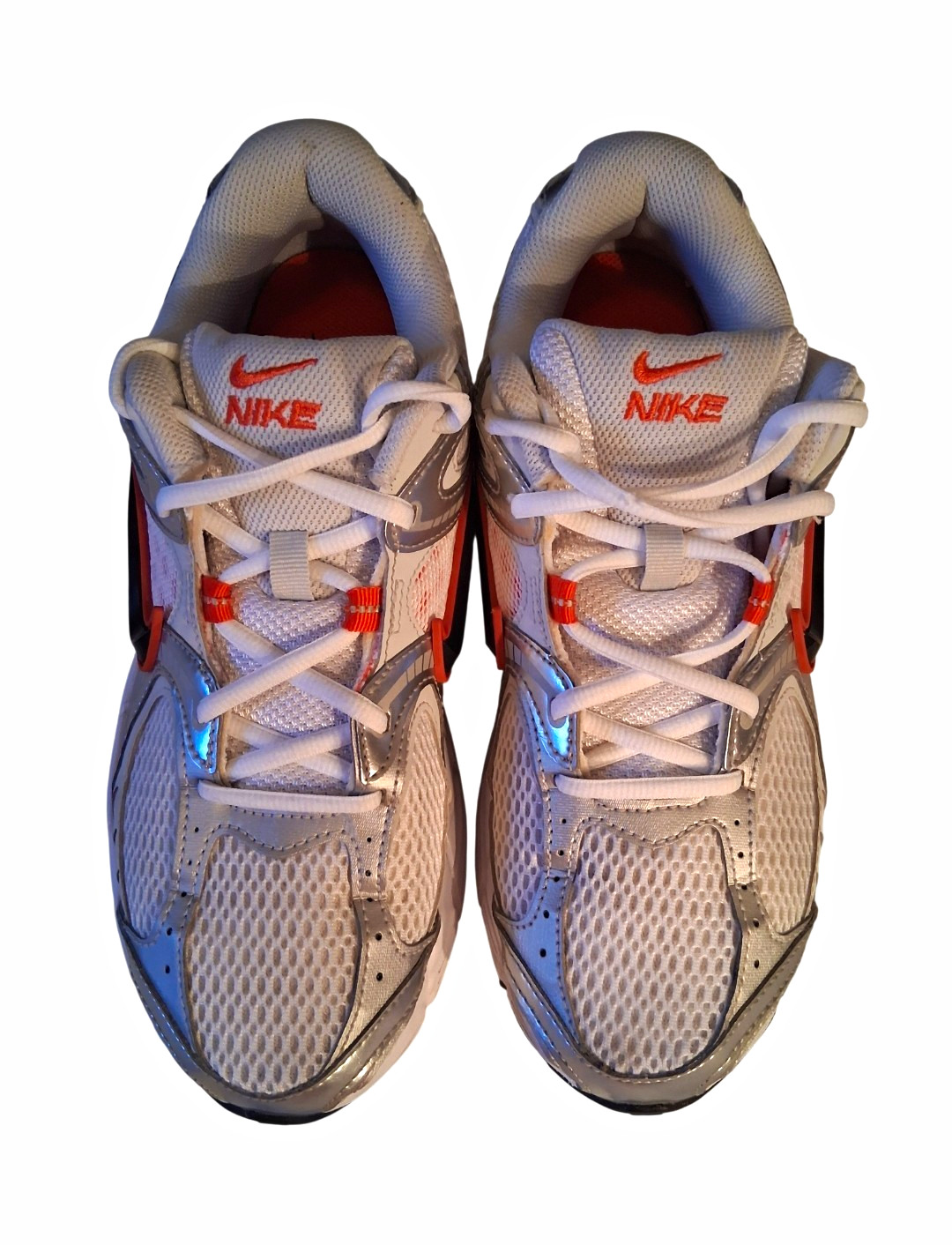 Women’s Nike White, Silver, and Red Athletic Sneakers Size 10