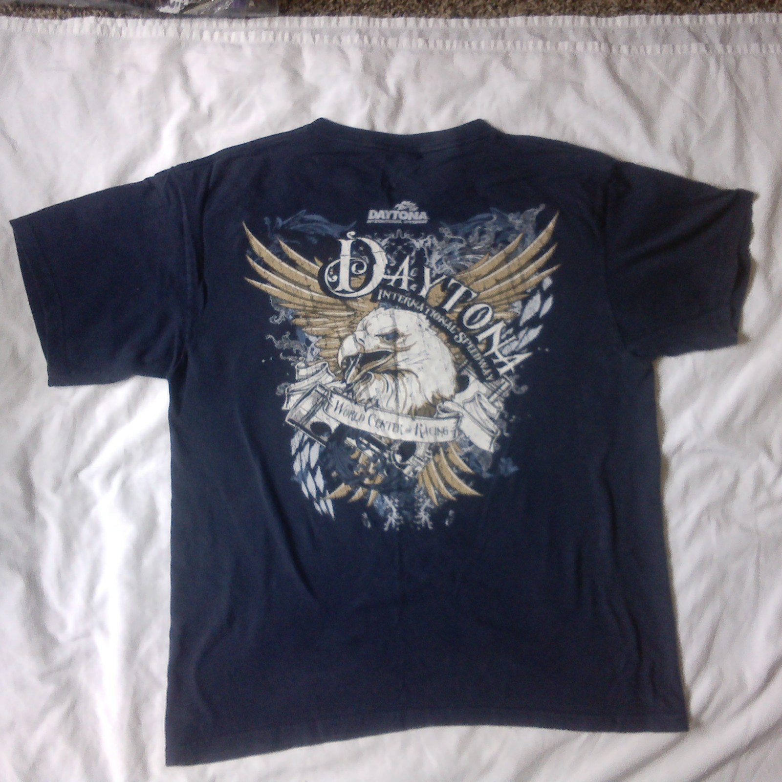 Daytona International Speedway T-shirt Adult LG Navy Graphic Front & Back Print