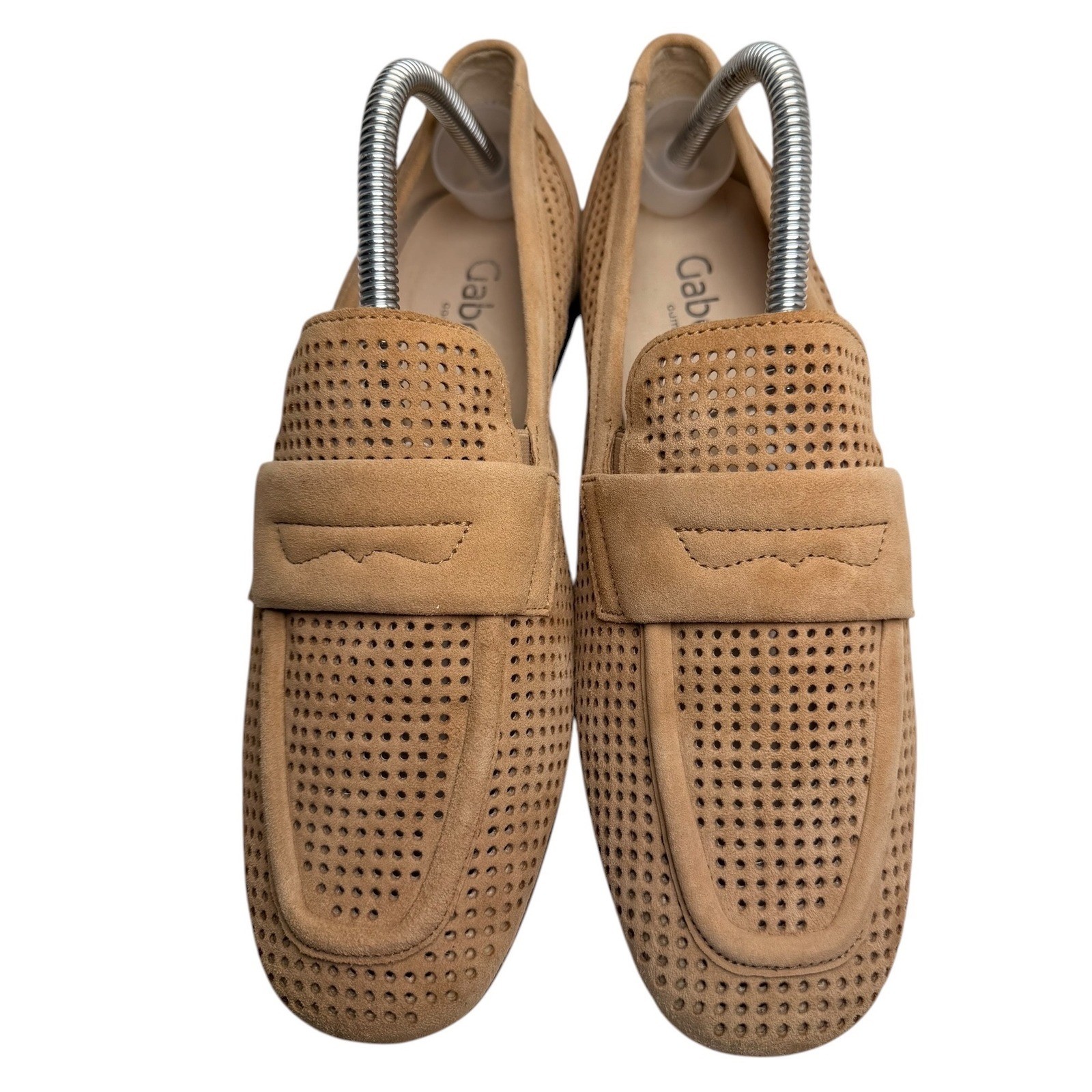 Gabor Comfort Perforated Suede Square Toe Penny Loafers EU 40 US 9 9.5
