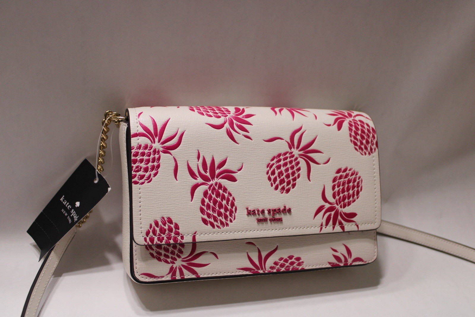 Kate Spade Morgan Pineapple Embossed Saffiano leather Small Wallet Crossbody