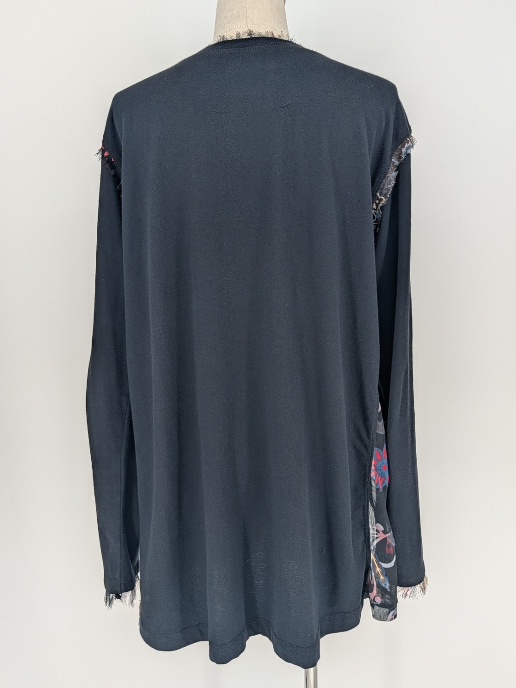 Double D Ranch Fine Boots Tunic L Embroidered Western Sheer Panel Black Top