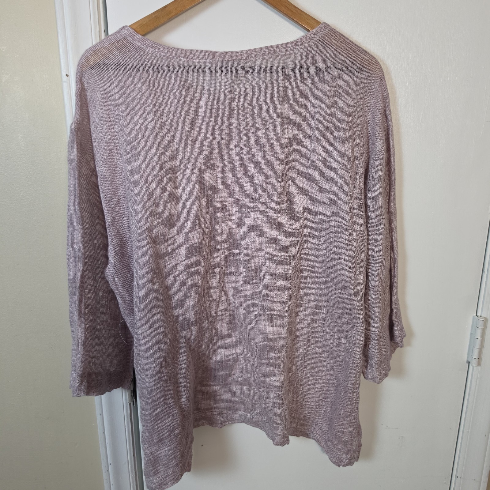J JIll Pure JIll Linen Boxy Open Weave Knit Top Mauve Sz XL Beachy Coastal