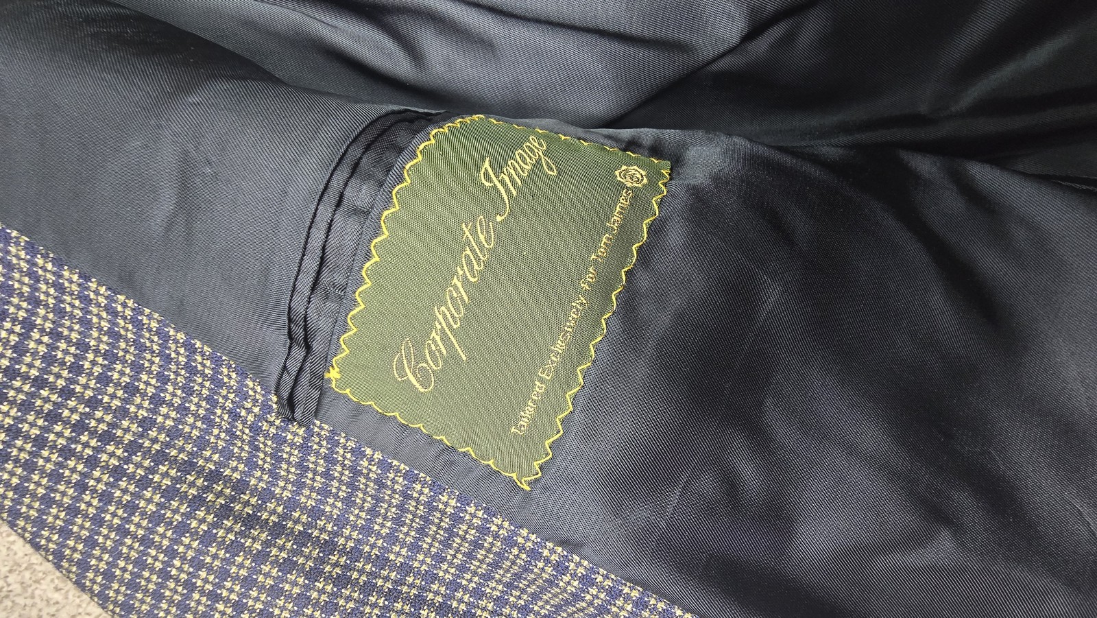 Vintage Corporate Image Suit Mens 44 Gray Blue Plaid Wool Sport Coat Pants 32×29