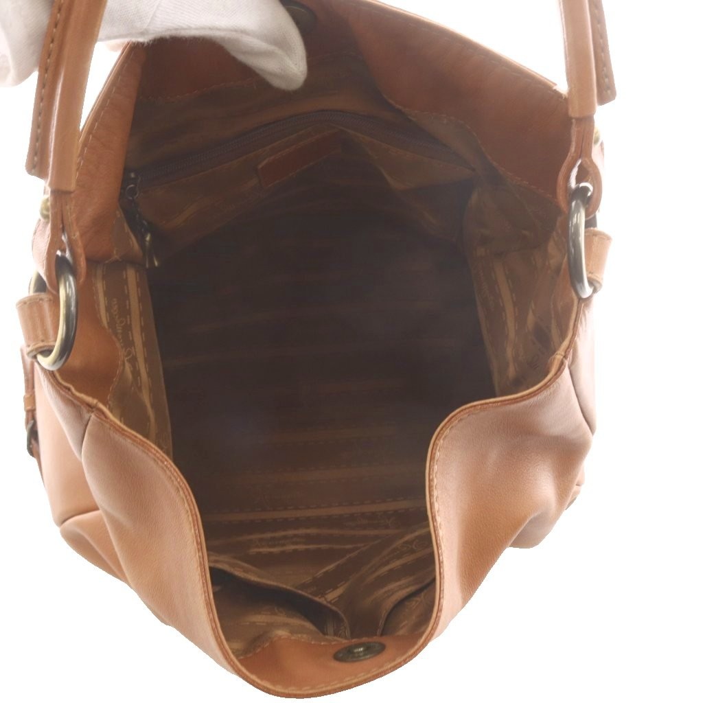 Ginza Kanematsu Leather Shoulder Bag Brown AB 11×5.1in Vintage Condition