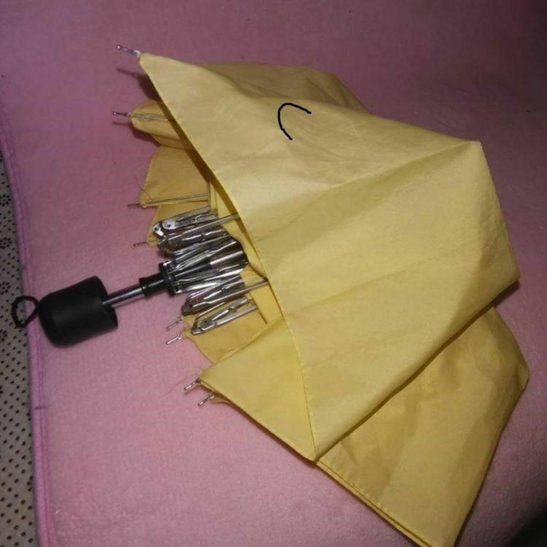 Yellow Small Pocket Size Polyester Rain Umbrella