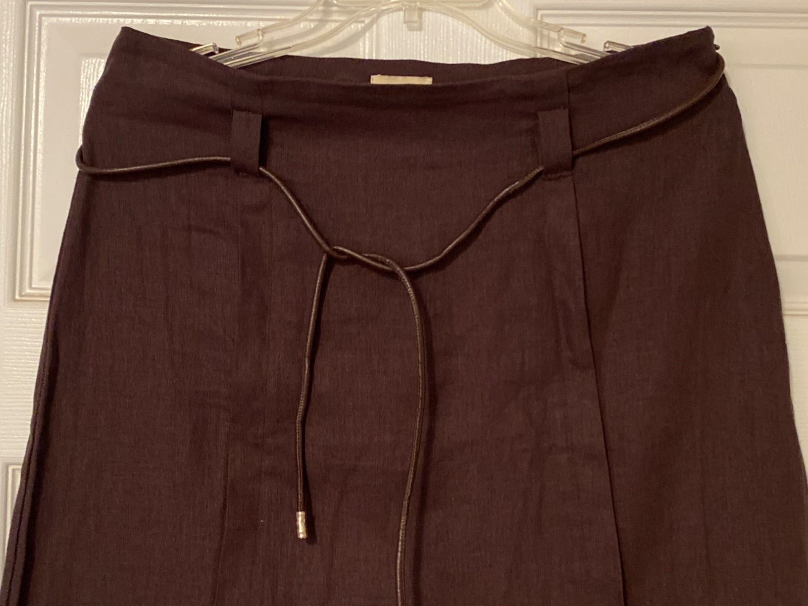 Elie Tahari linen blend a line midi skirt brown 8 NWOT