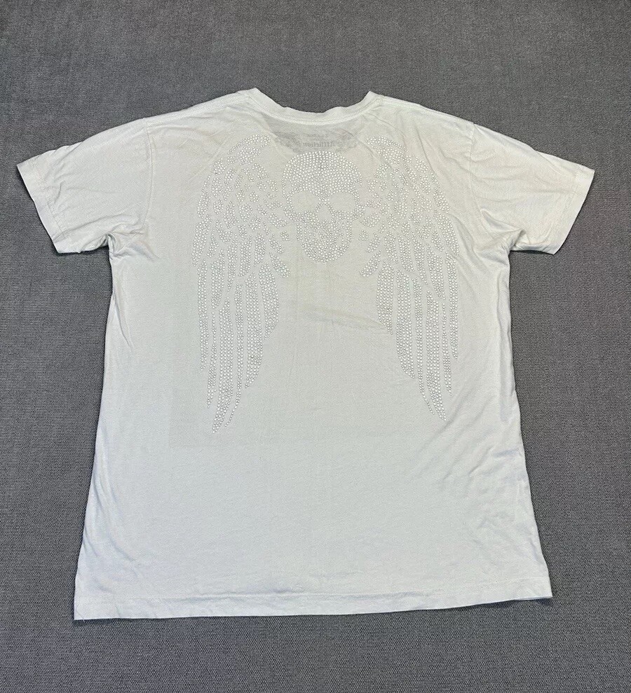 Affliction Shirt Mens Extra Large White Skull Angel Of Death Gothic Grunge