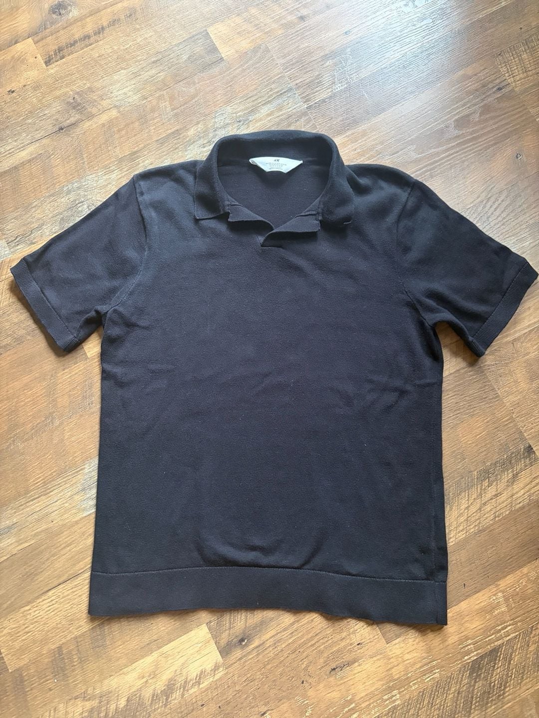 H&M kids Short Sleeve Johnny Collar Knit Polo Shirt Size 16/18 in black