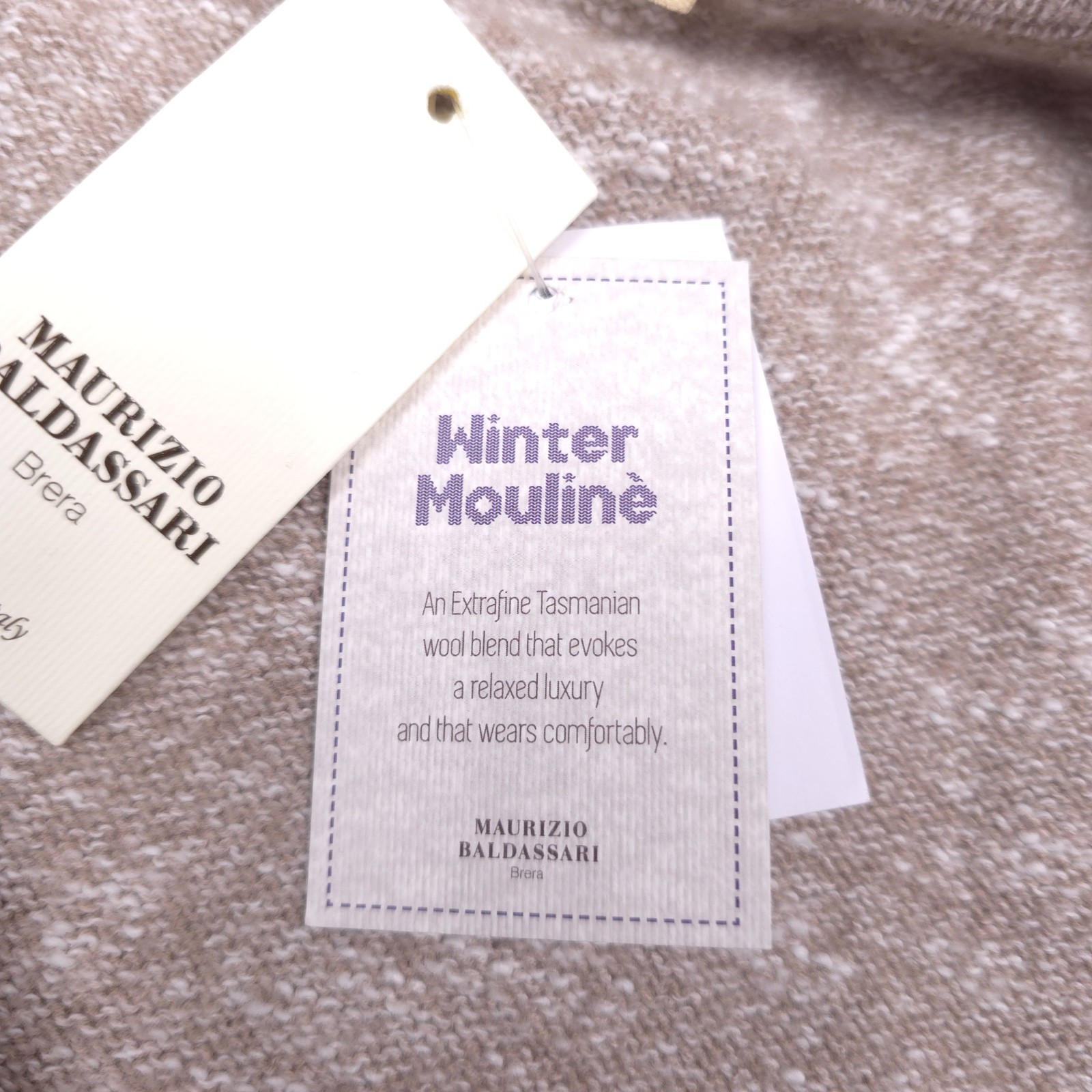 Maurizio Baldassari Winter Mouline Sweater Jacket Mens Size Italy 52 Tan Swacket