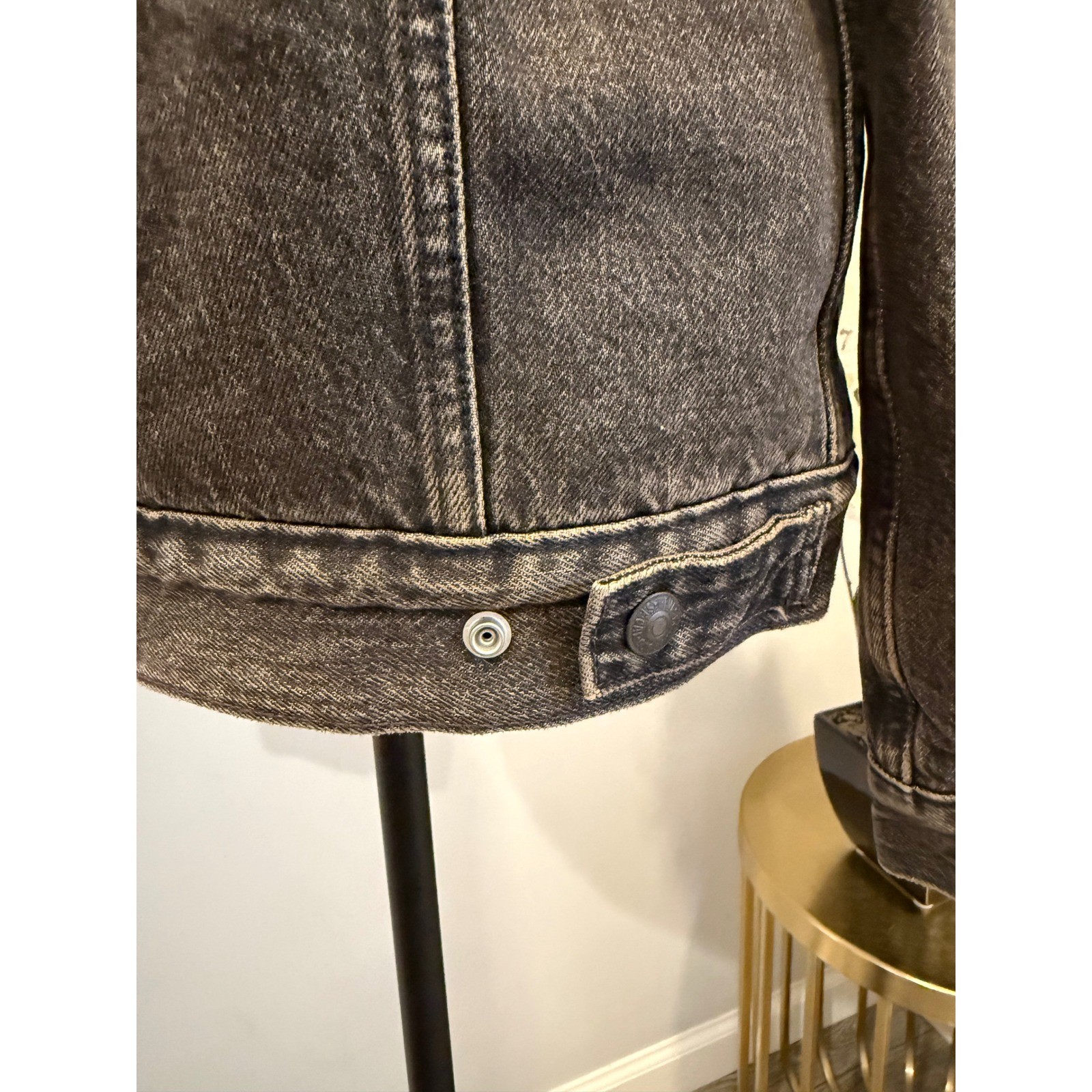 Levis Mens Sherpa Trucker Jacket Black Denim Faux Fur Lined Coat