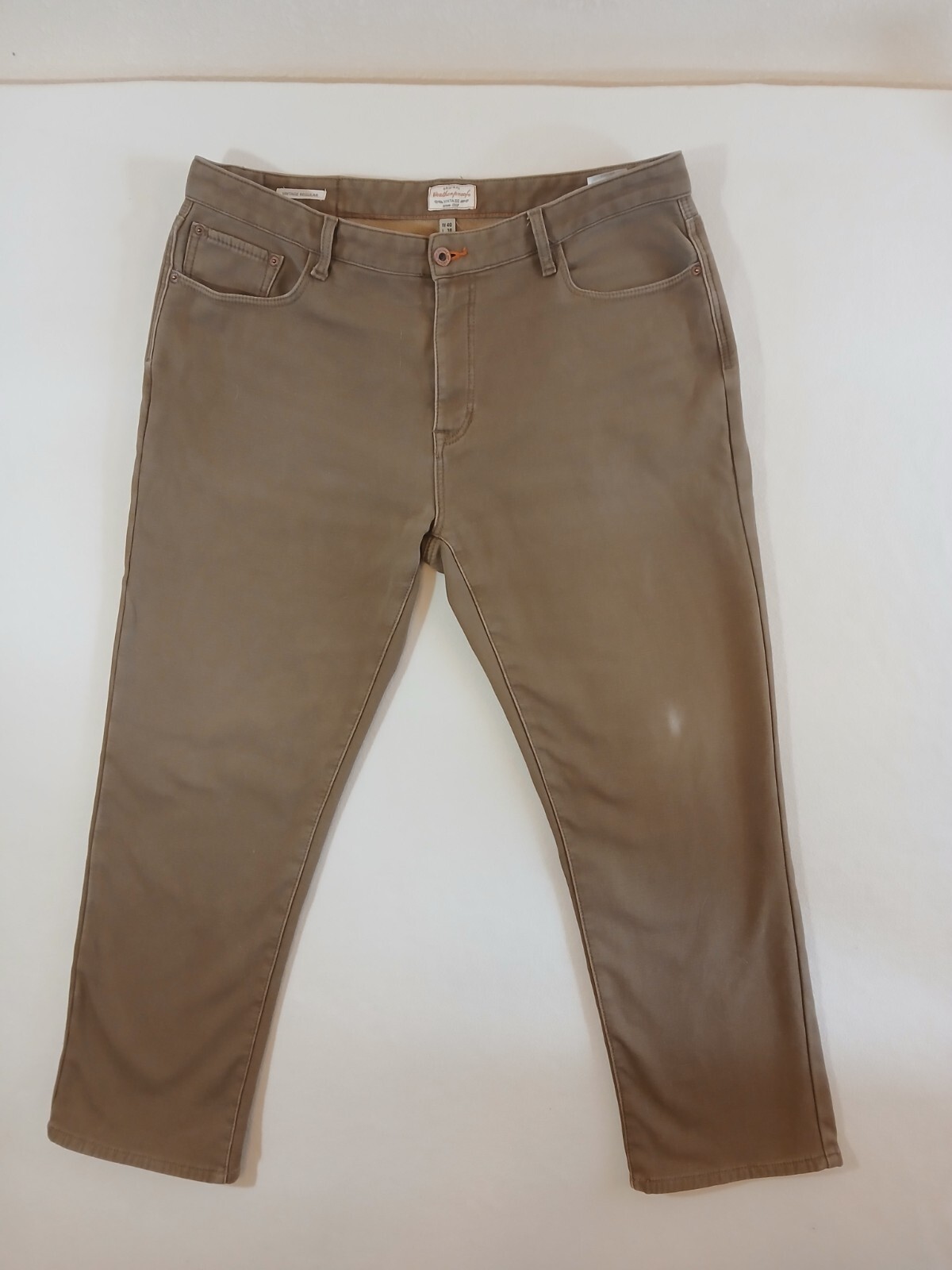 Weatherproof PANTS Fleece Lined Stretch Canvas Tan Size 40 X 30 Paint Specks