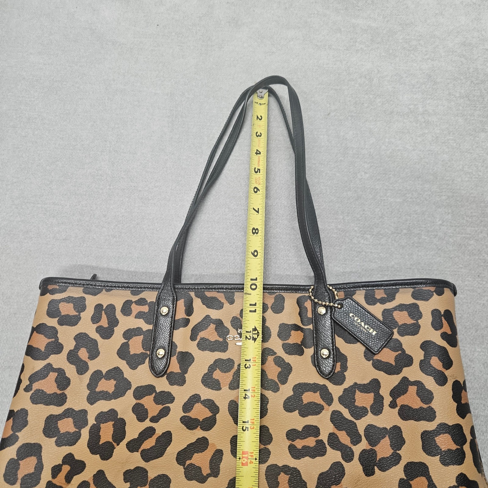 Coach F36883 City Zip Tote Leopard Ocelot Print Coated Canvas Shoulder Bag