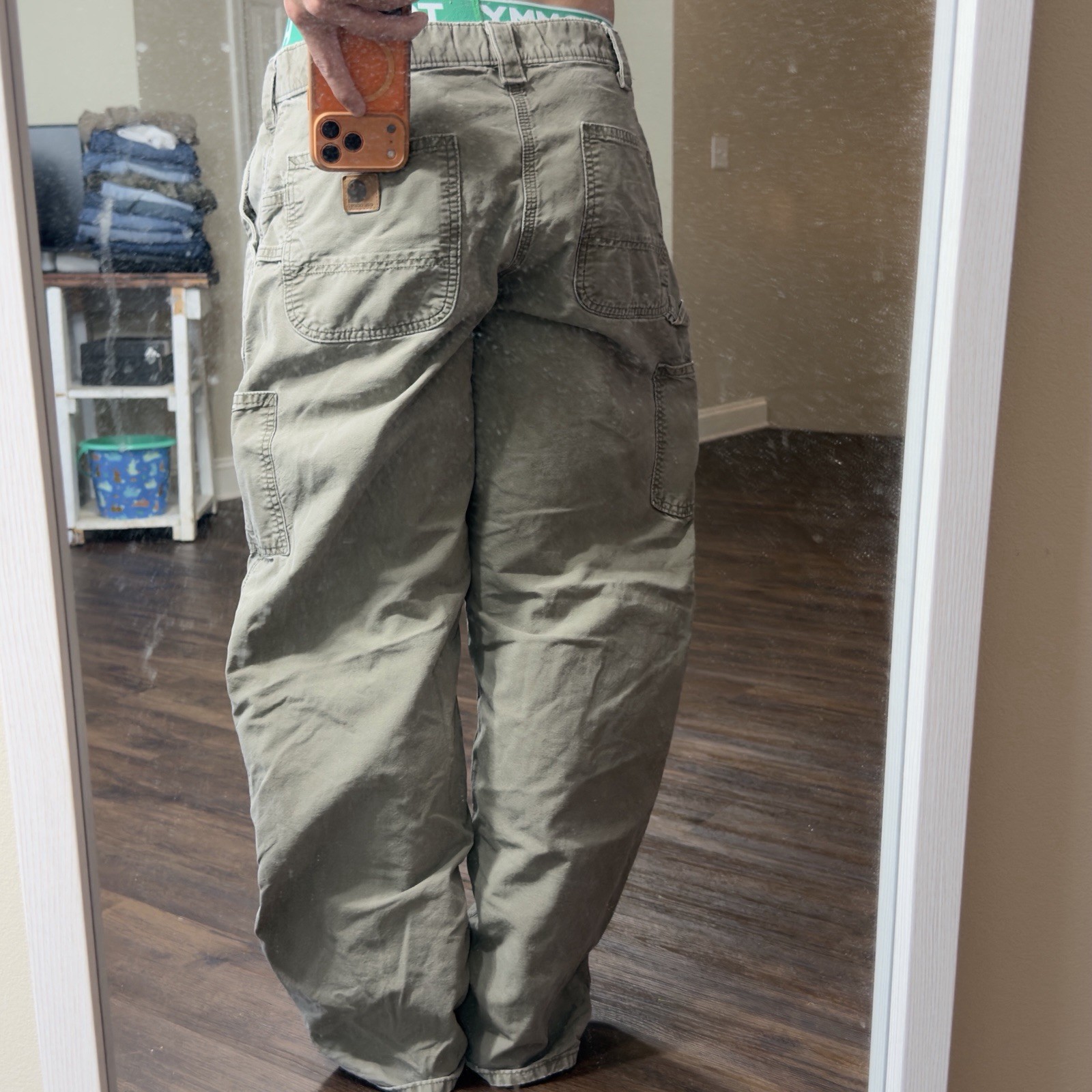Carhartt Men’s Gray Cotton Canvas Workwear Pants Loose Fit Straight Pockets 36