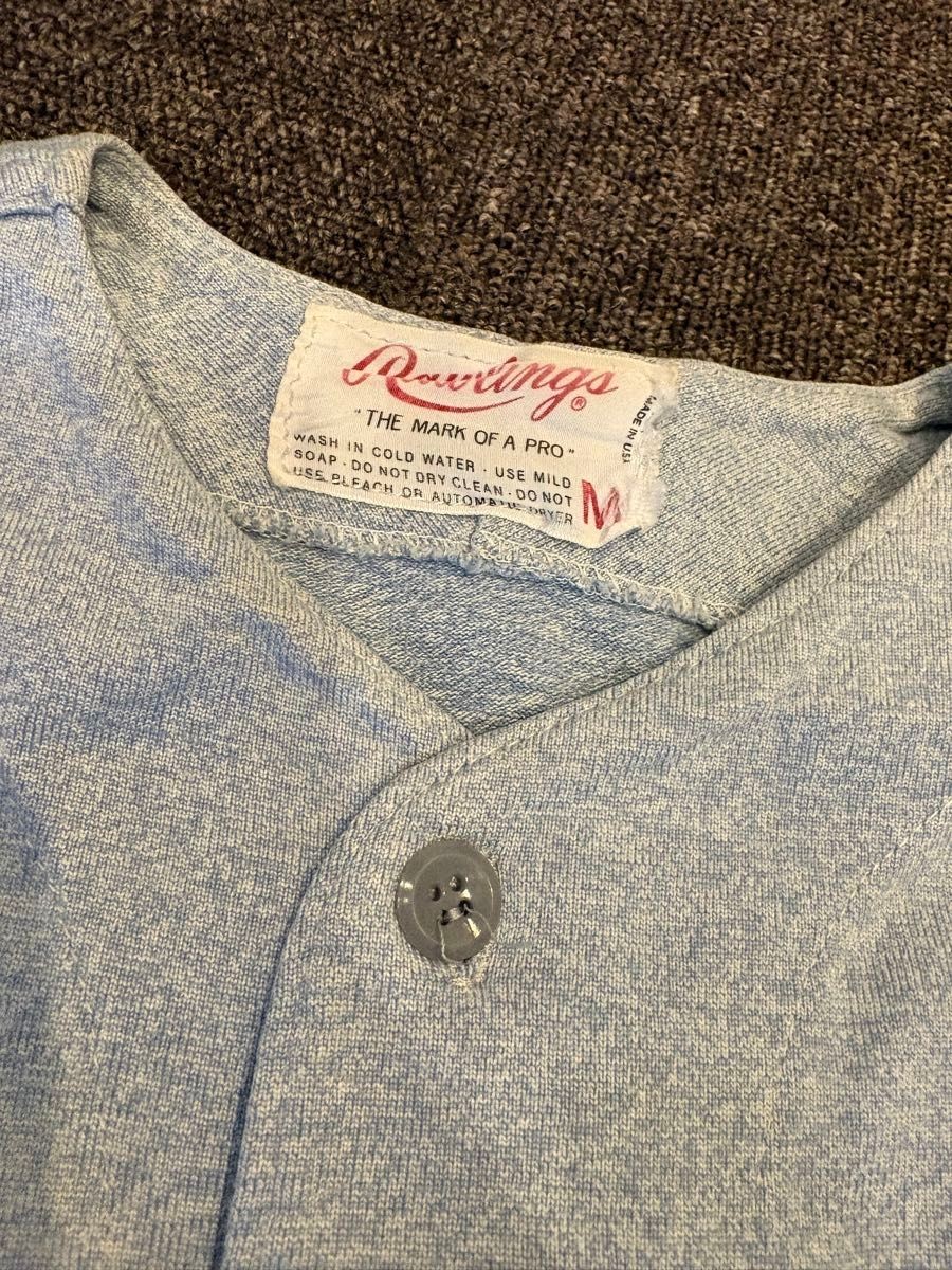 Vintage 80s Rawlings Baseball Shirt Powder Blue USA Made – Size M (Fits like S)