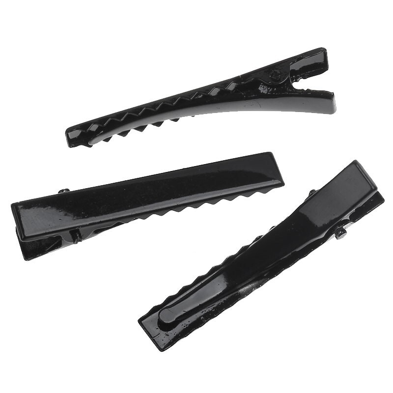 10 Pcs Black Hair Clips Single Prong Alligator Teeth Barrette 46mm x 7mm