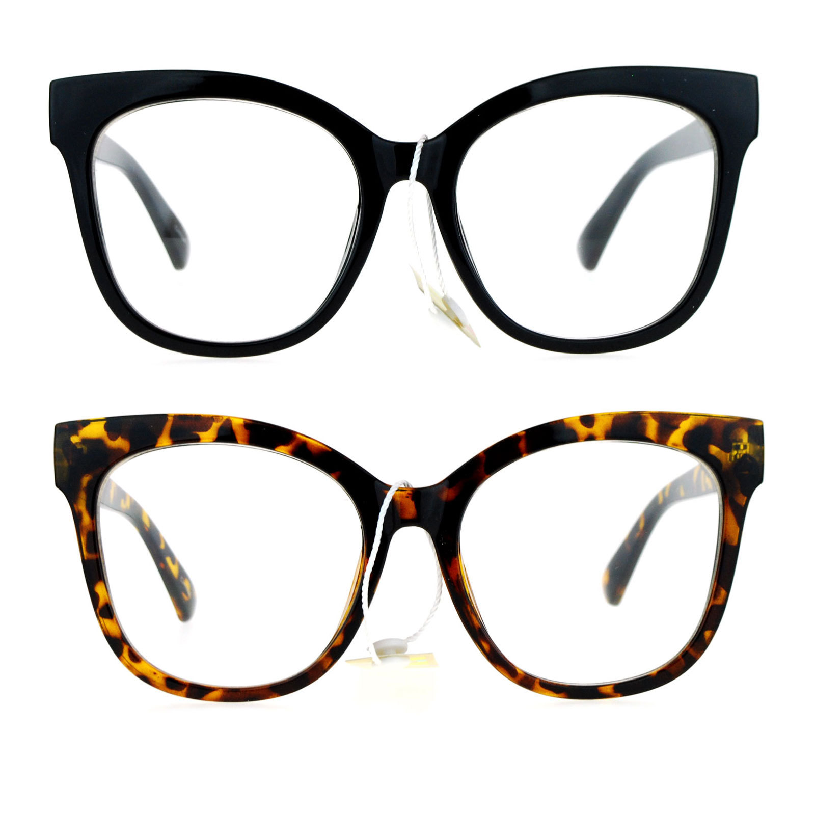 SA106 Womens Flat Lens Oversize Horn Rim Eyeglasses