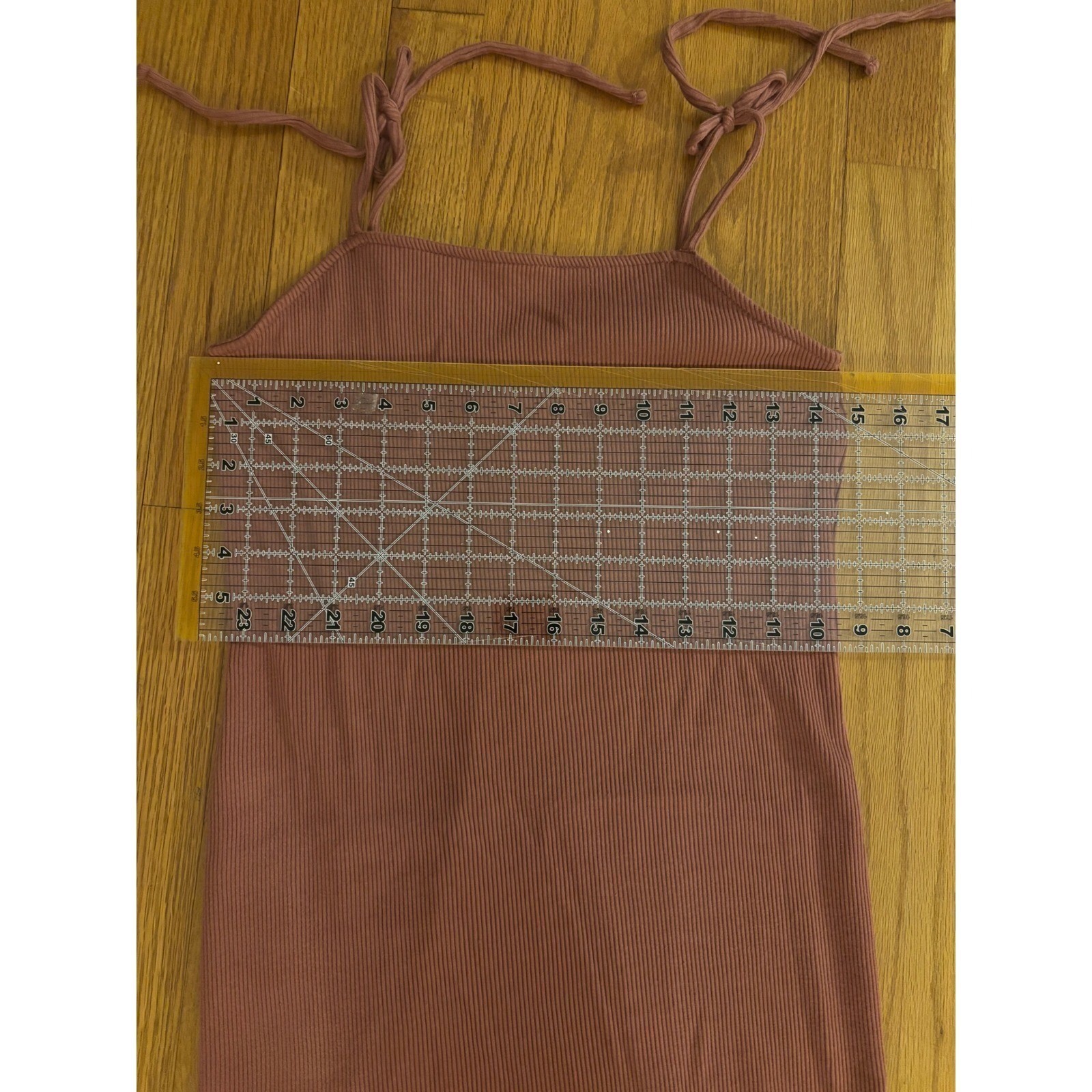 Ribbed Spaghetti Strap Mini Dress Rose Pink Tie Shoulder Casual Summer
