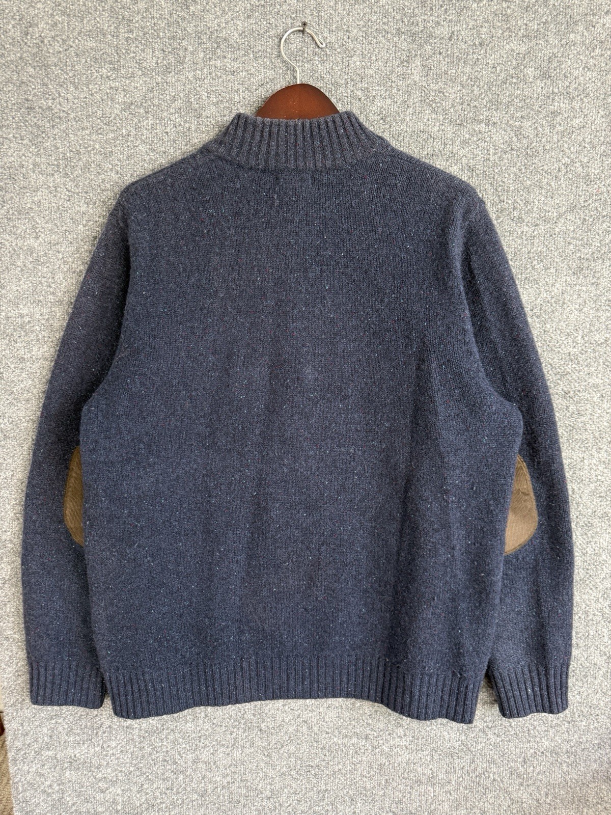 Vintage LL Bean Men’s 1/4 Quarter Zip 100% Wool Sweater Elbow Patches 90s Sz XL