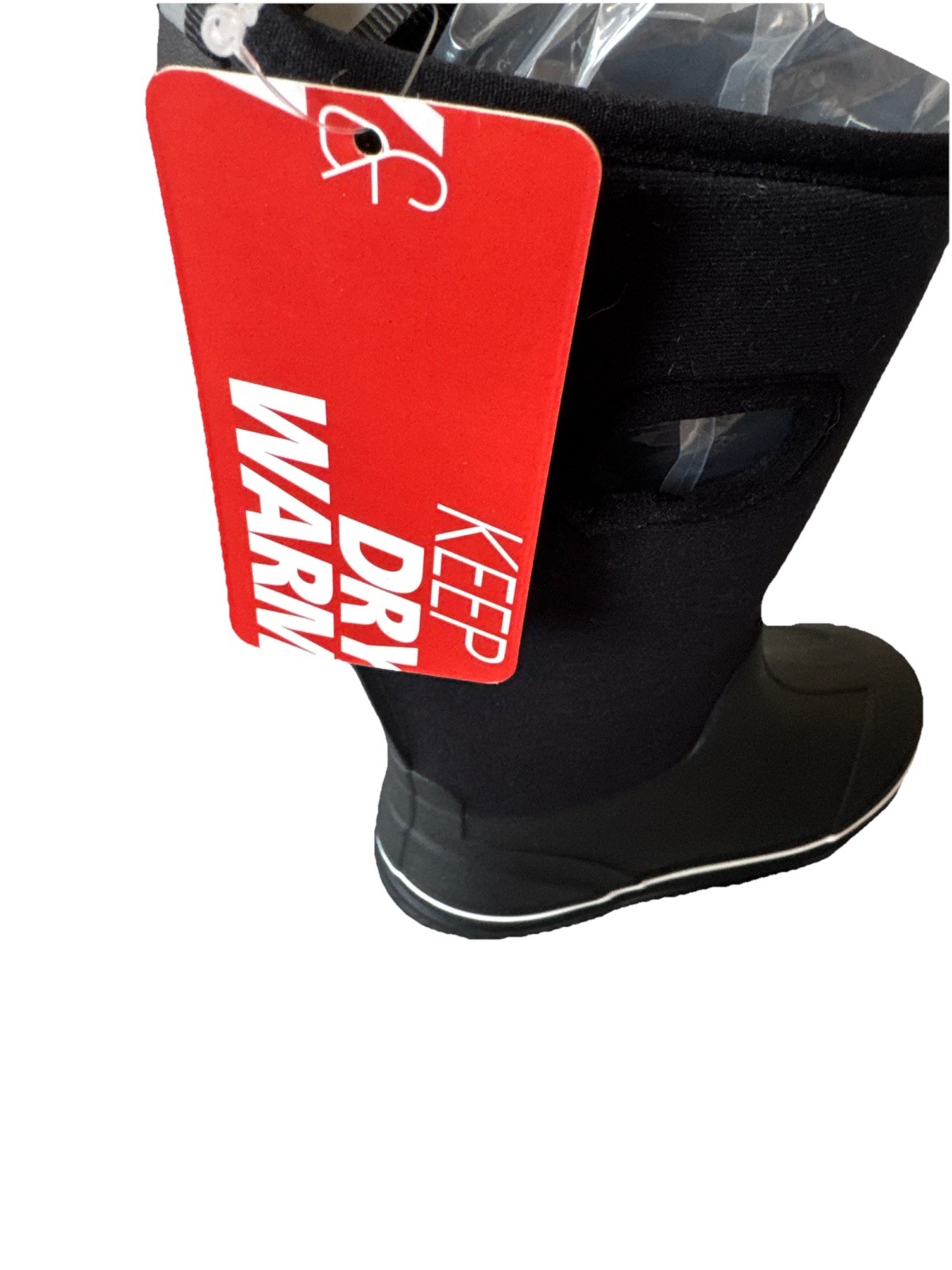 HISEA Kids Neoprene Rubber Rain Boots Black Waterproof Size US 1 NWT