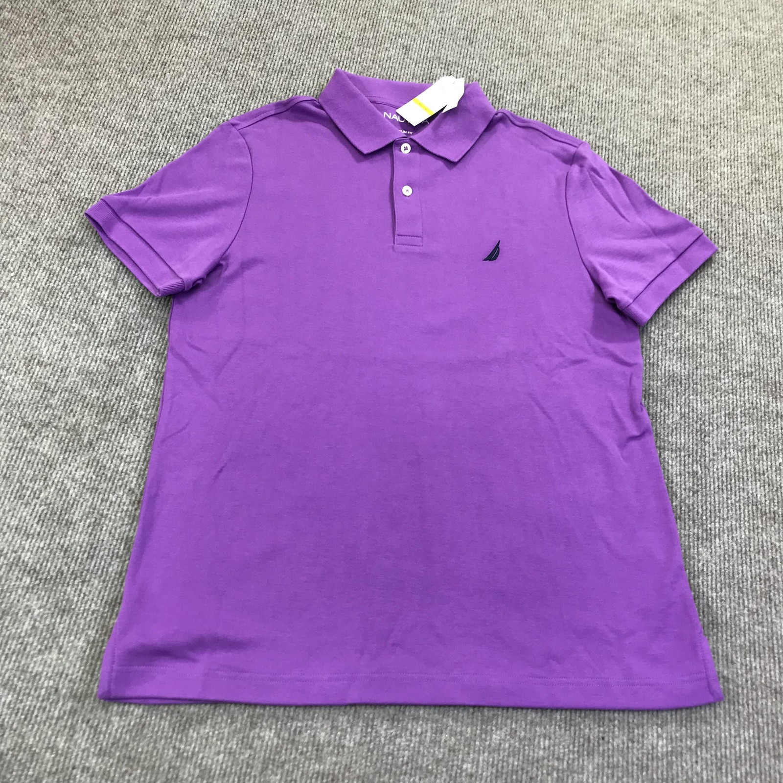 Nautica Polo Shirt Mens Medium Purple Slim Fit Logo Short Sleeve Casual KR2826