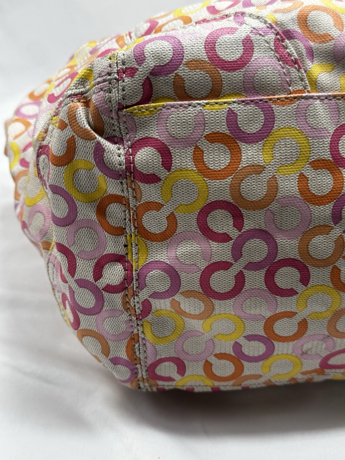 COACH Leah Signature Muti-color Shopper Tote Bag Laptop Commuter Office Shoulder