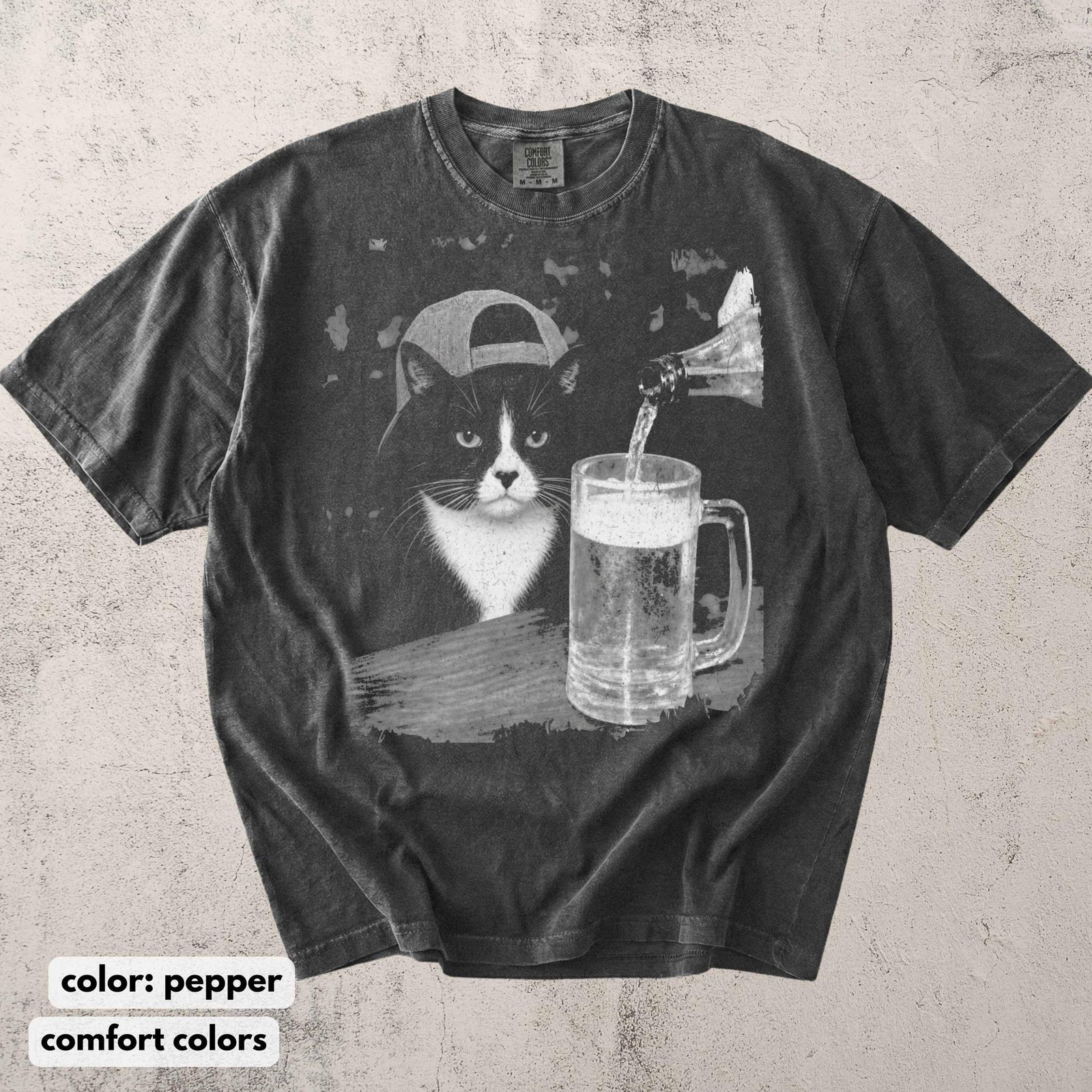 Tuxedo Cat Shirt Funny Beer Cat Tee, Cat Dad Unisex T-Shirt
