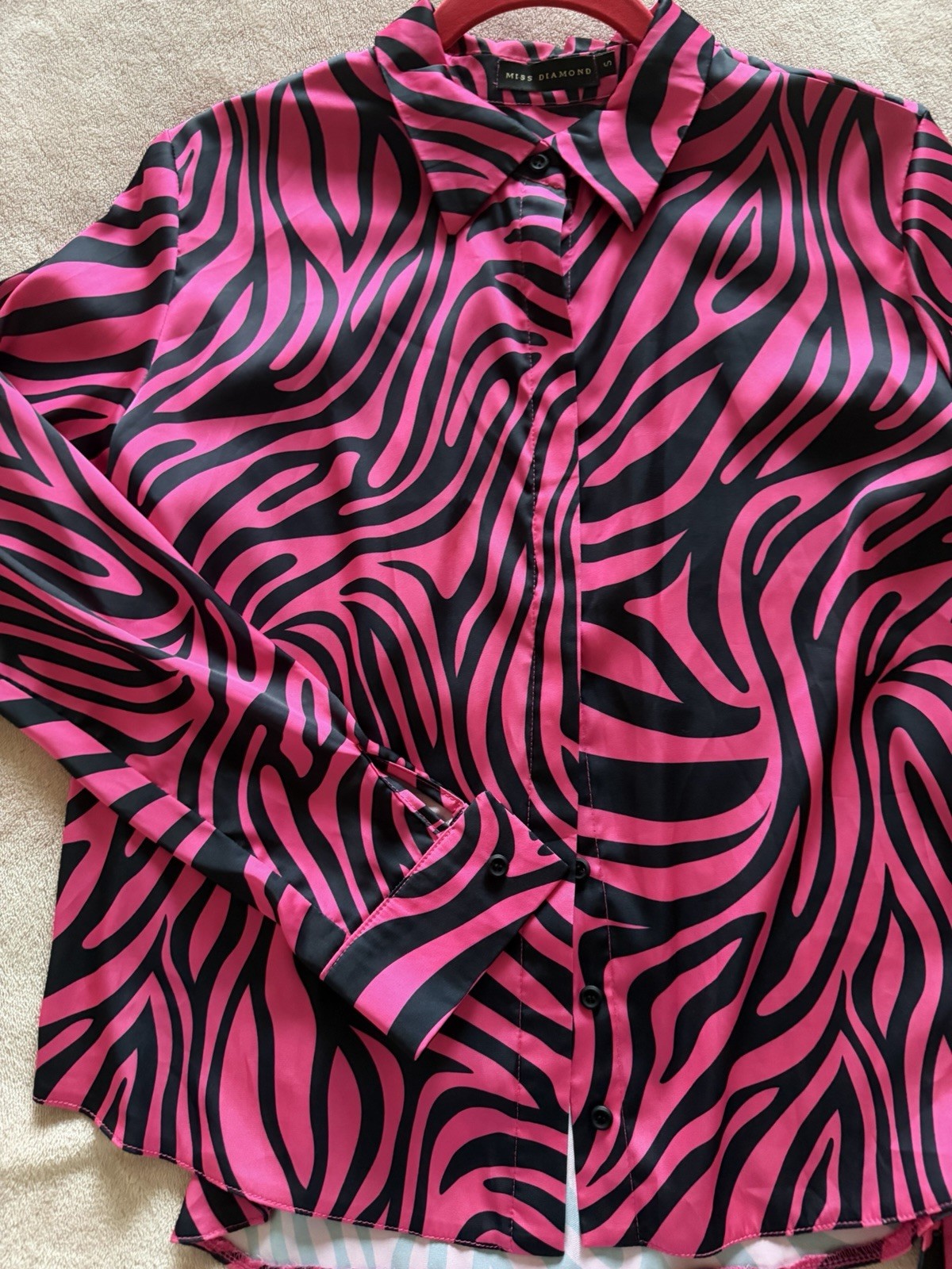 Miss Diamond Designer Statement Zebra Blouse Satin S