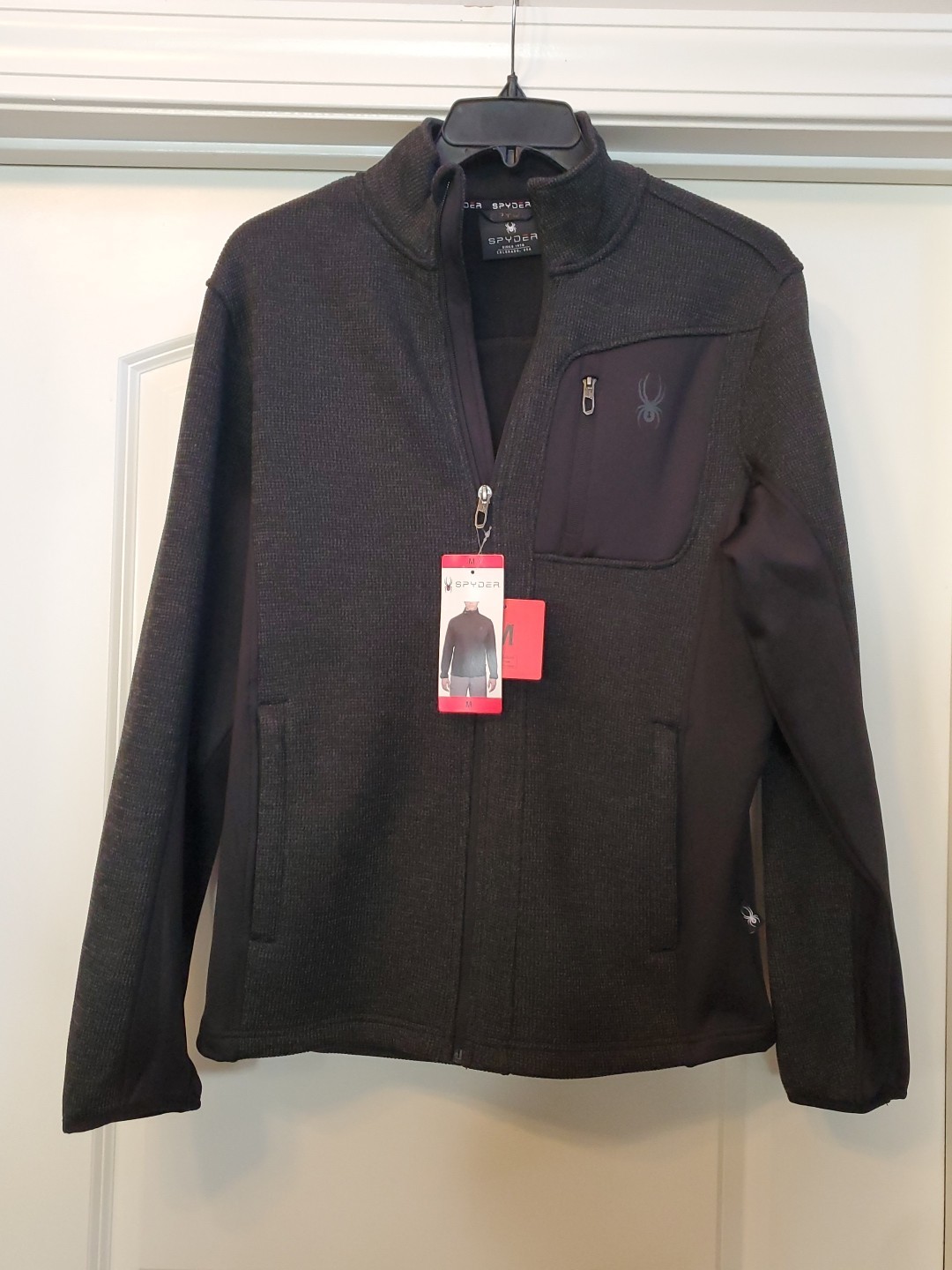 Spyder Men’s Full Zip Relaxed Fit Jacket – Lined – Black – MEDIUM – NEW w/tags