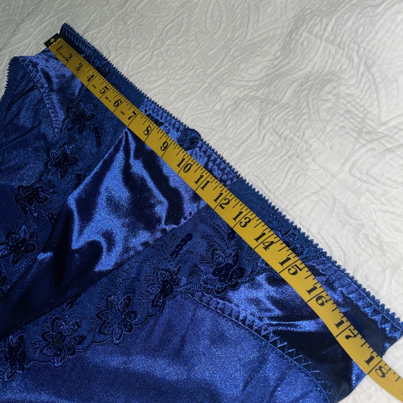 Delta Burke Panties size 10/3X Glossy Satin lace VTG hi-cut NOS Cobalt Blue