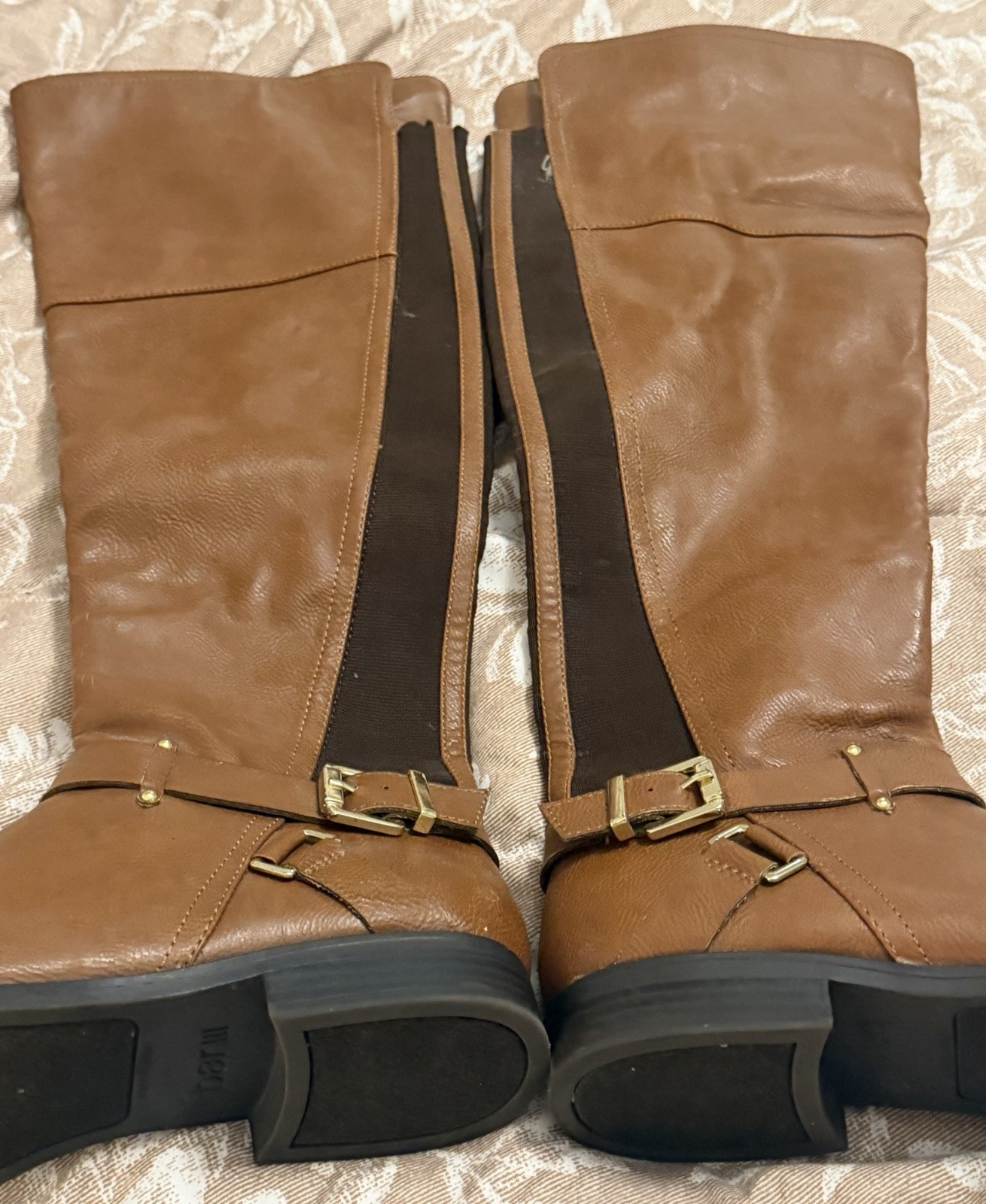 Barnes Women’s Brown Leather Knee High Riding Boots Round Toe Zip Buckle 8.5