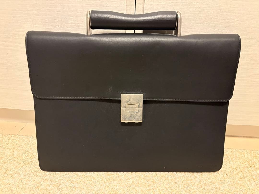 PORSCHE DESIGN Black Leather Briefcase Vintage Attache Case Archive Bag Mens