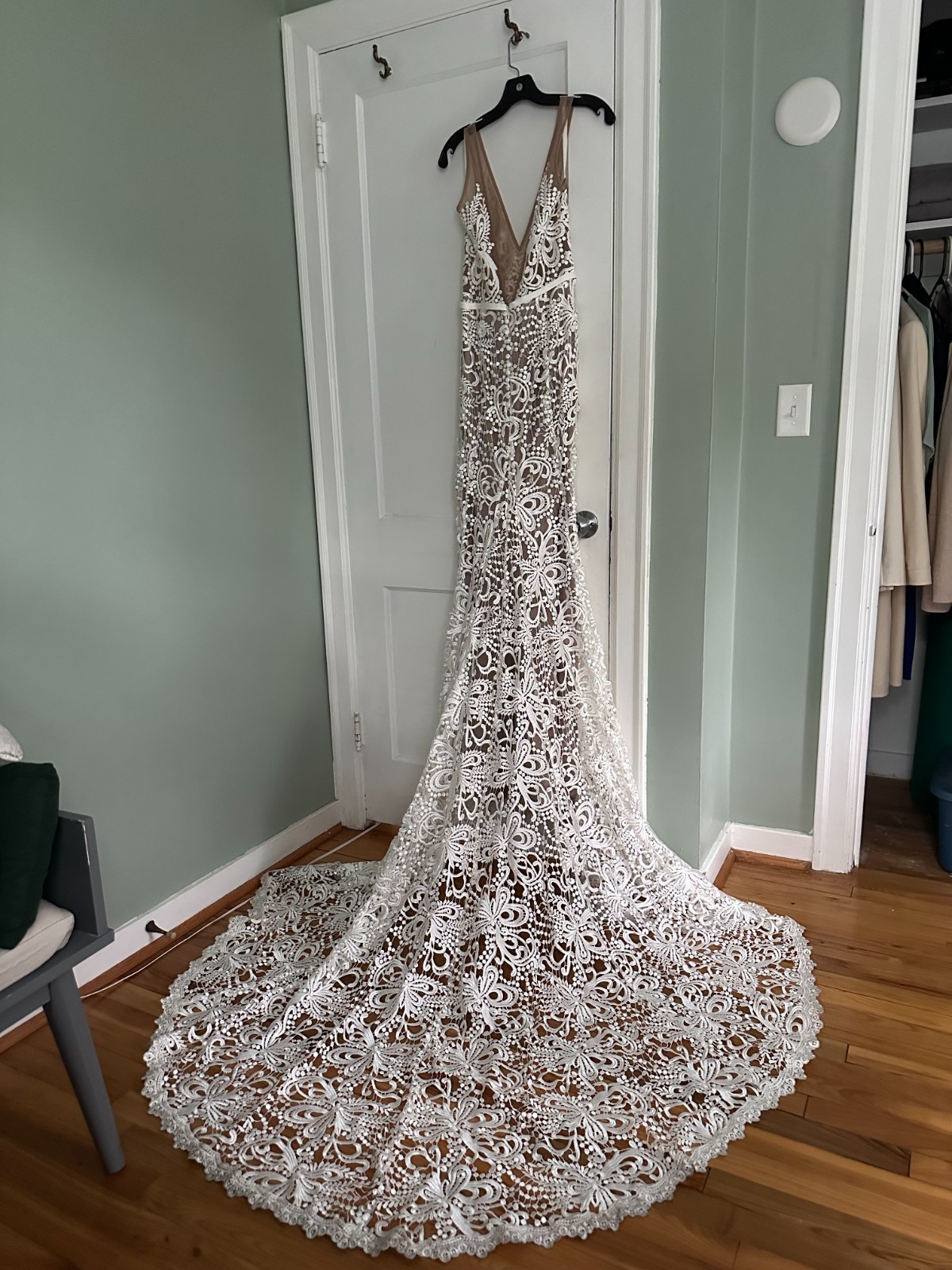 Sasha Made With Love Boho Lace Wedding Gown Nude Mermaid Size 10 Preloved