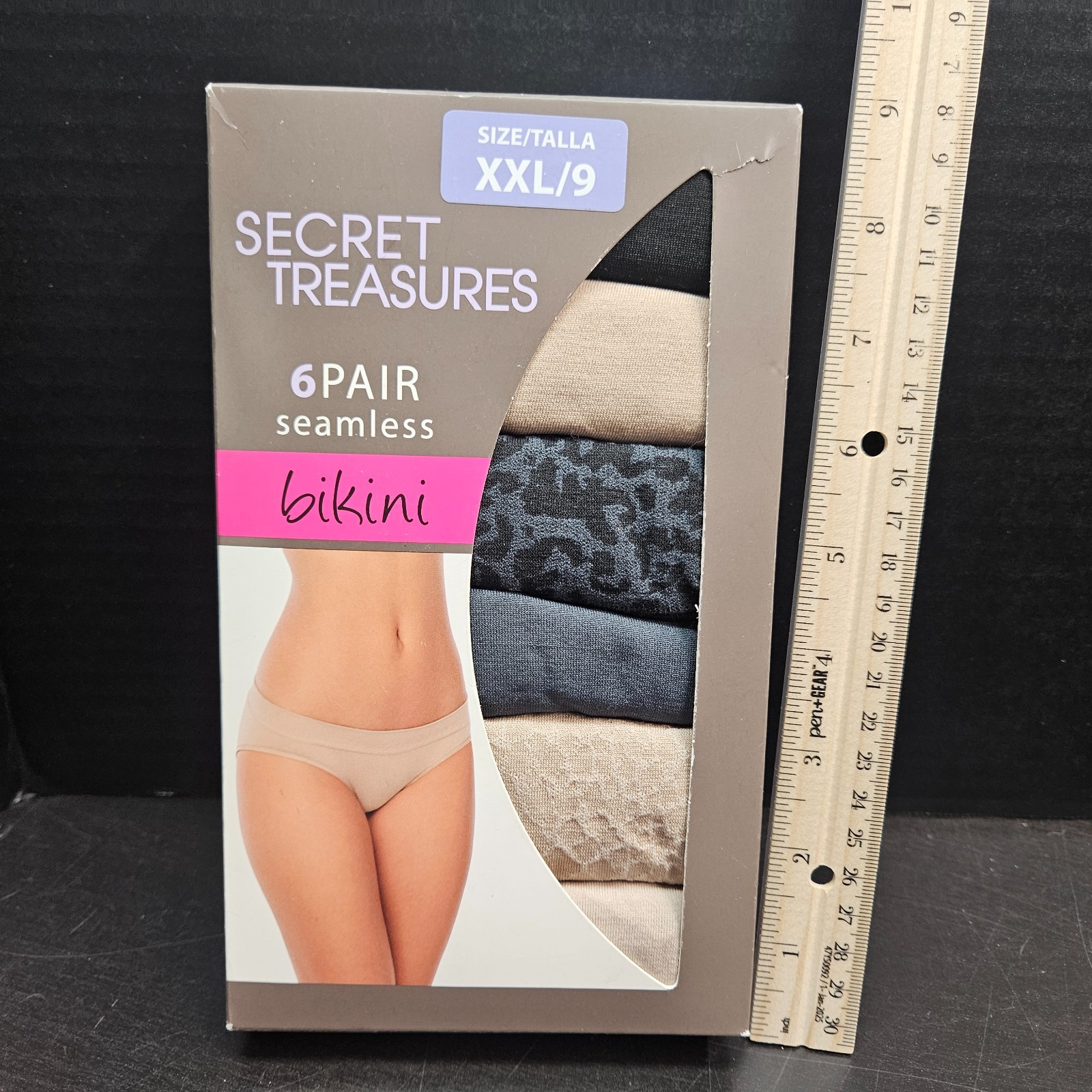 Secret Treasures BIKINI PANTIES 6 Pair Seamless XXL 9 Multi Color Underwear