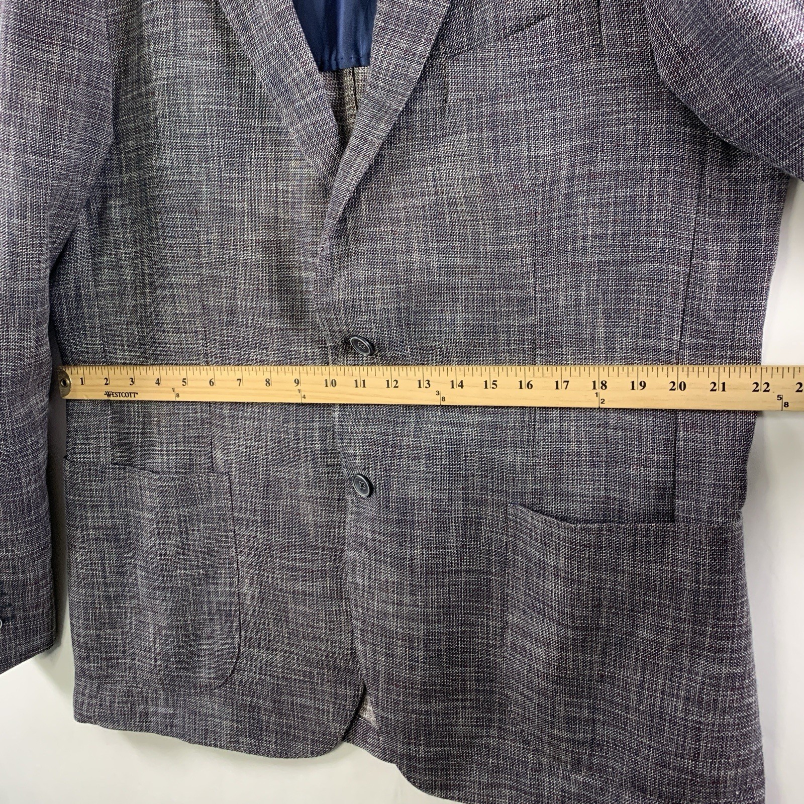 Mens Unstructured Hopsack Sport Coat 46R Summer Wool Linen Cotton Patch Pocket