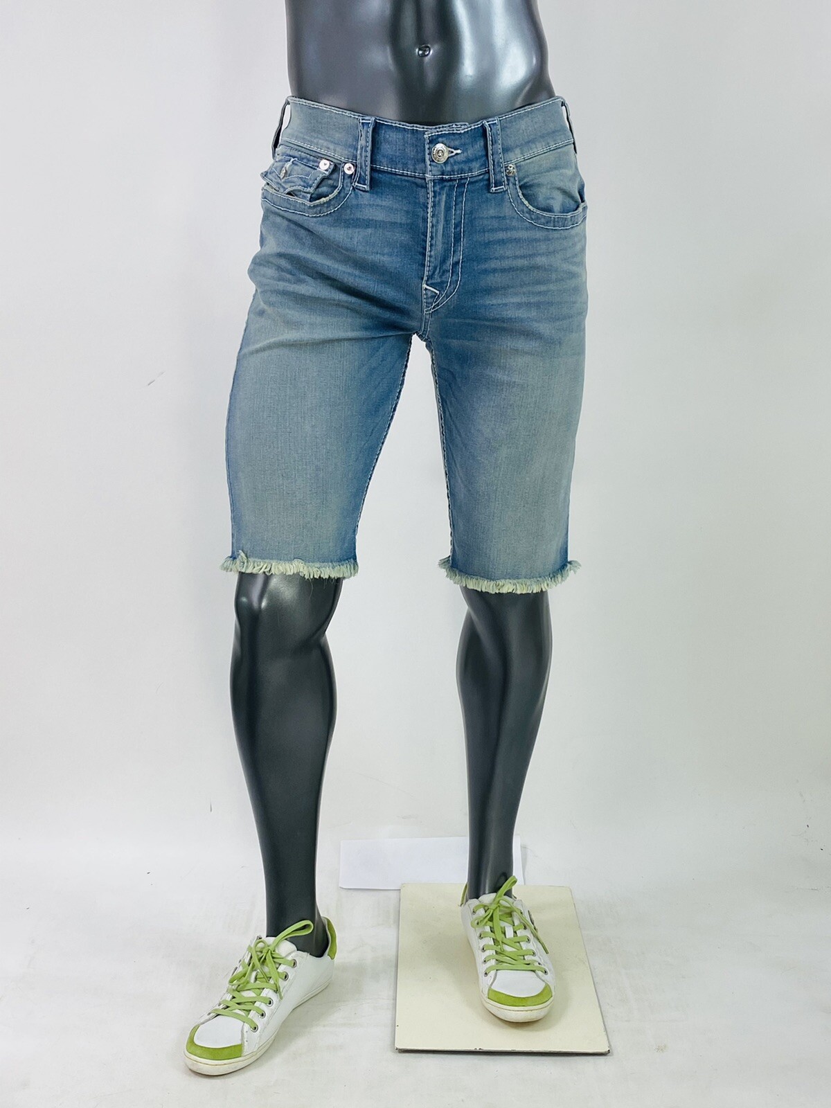 $119 Big Stitch True Religion Men Shorts Cutoff 30 31 32 34 36 38 Baby Blue
