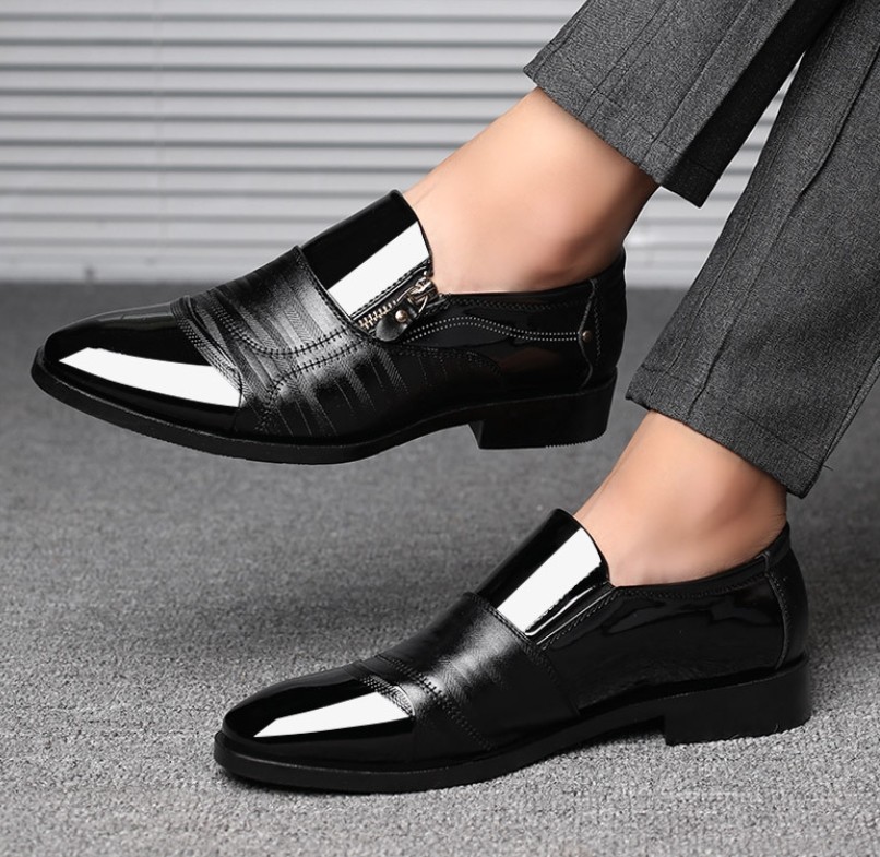 Mens Faux Leather Pointed Toe Oxfords Loafers Business Formal Dress Suit Shoes