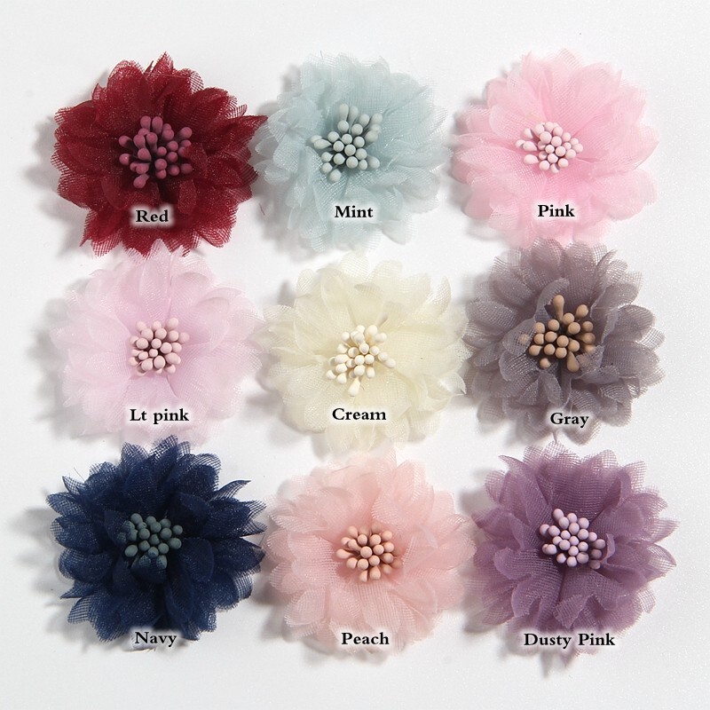 4CM 1.5″ Mini Chiffon Fabric Flower For Hair Accessories Artificial Hair Flowers