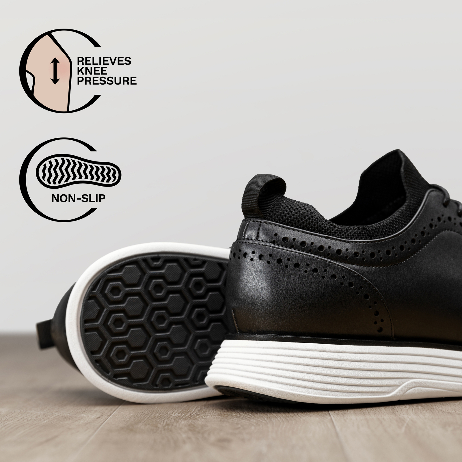 Men’s Dress Sneaker Oxfords Casual Wingtip Brogue Non-Slip Formal Shoes Black