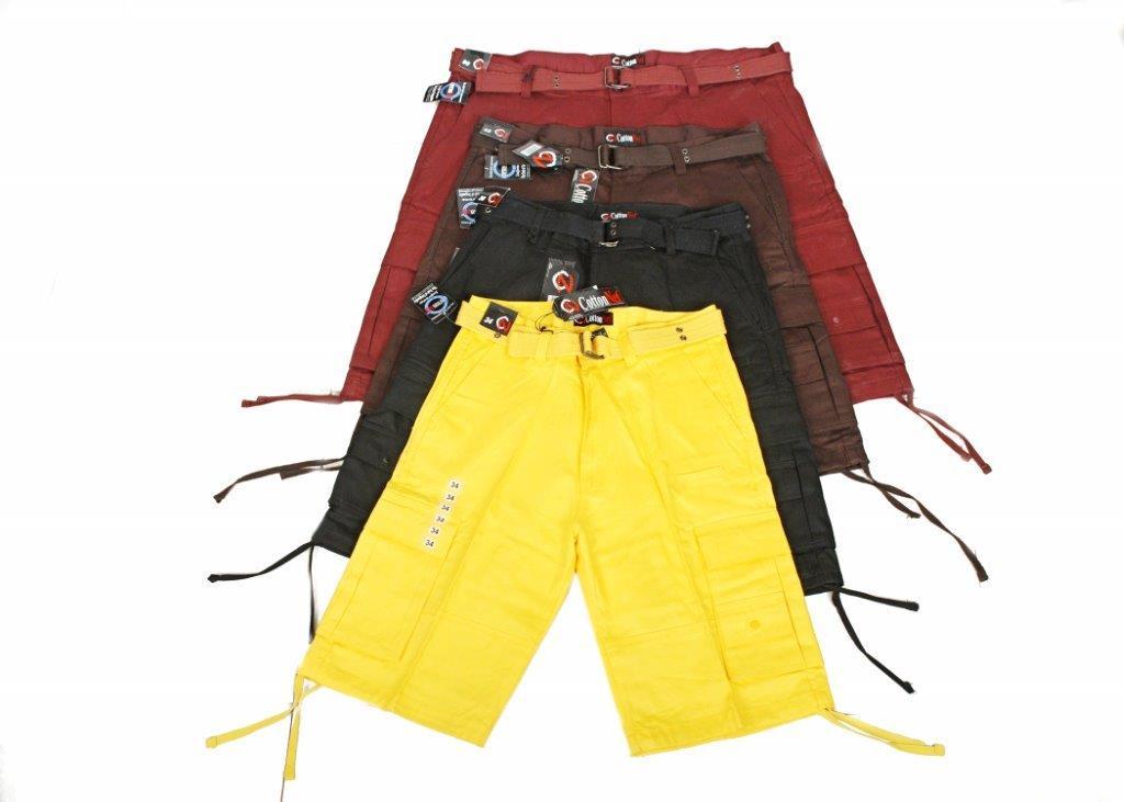 Men’s Cargo Shorts 100% Twill Cotton Solid Color Sizes from 32 to 44
