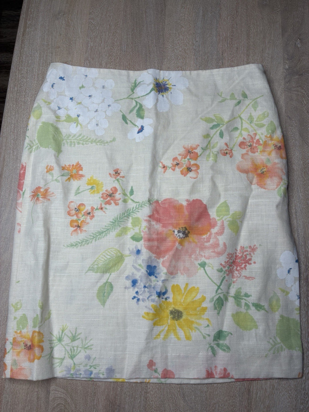 Ralph Lauren NWT Vintage Black Label Linen Watercolor Floral Pencil Skirt 12