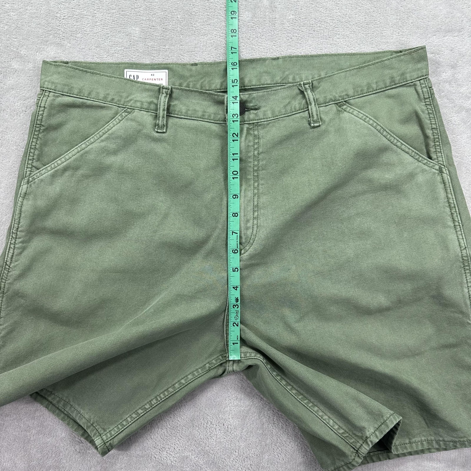 GAP Carpenter Shorts Mens 40 Twig Green Utility Canvas Hammer Loop Workwear