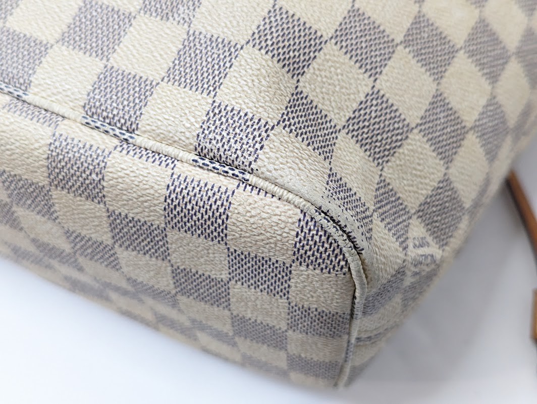 LOUIS VUITTON Damier Azur Neverfull PM Tote Bag White N51110 VI3160 Authentic LV